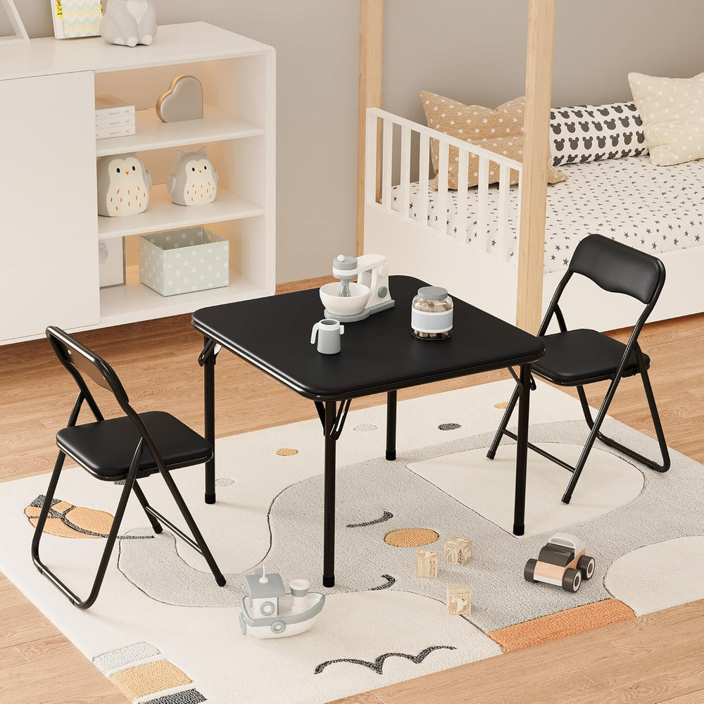 IDEALHOUSE Boys and Girls Folding Table and Chairs Set of 3, Portable Table a...