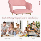 VECELO Velvet Dining Chairs Set of 6, Modern Upholstered Kitchen Chairs with Cushion, Padded Backrest and Metal Legs, Pink
