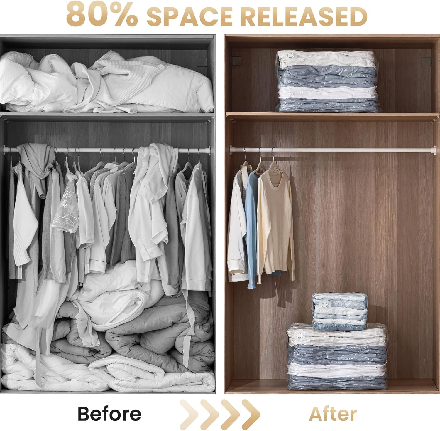 TAILI 8 Pack Vacuum Storage Bags, Cube Space Saver Bags Combo(3 Jumbo +5 Medium), Vacuum Seal Bags for Bedding, Clothing, Comforters, Blankets, Closet Oragnizaer and Space Saving