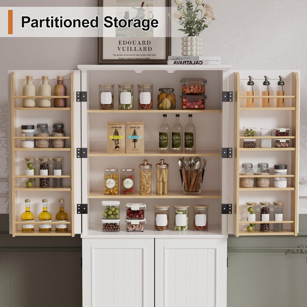 Scurrty Kitchen Pantry Cabinet, 69'' Pantry Storage Cabinet with 4 Do...