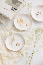 COLLECTIVE HOME - Ceramic Jewelry Tray, Decorative Trinket Dish for Rings Earrings Necklaces Bracelet Watch Keys, Birthday Mother's Day Christmas Gift for Women, 4.75", White Surface (L)