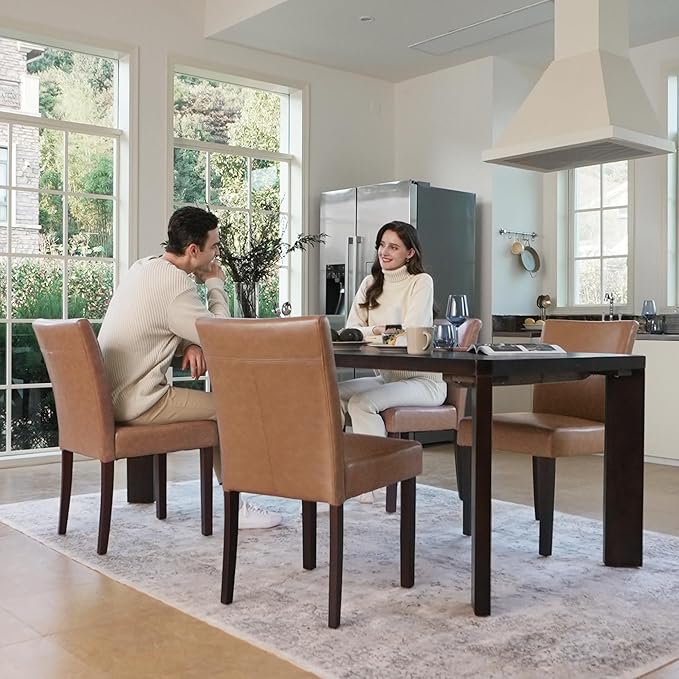 Watson & Whitely Upholstered Dining Chairs Set of 4, Faux Leather Armless...