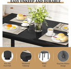 Rovibek Dining Table Set for 6, Rectangle Kitchen Table Set with 2 Upholstered Chairs & 2 Benches, 5-Piece Space Saving Dinner Table & Chairs Set for Dining Room, Kitchen, Restaurant, Grey & Black