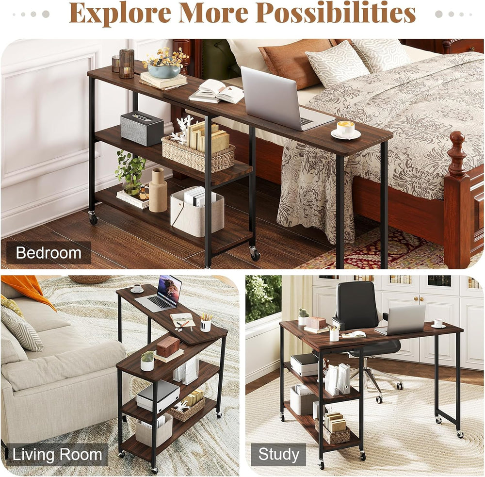Tangkula Large 360° Free Rotating Sofa Side Table, Patented Mobile Couch Desk...