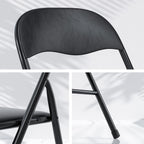 VECELO Folding Card Table and Chair Set of 5 Foldable with Padded Upholstery Tabletop, Metal, Black