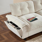 Ball & Cast Modular L Shaped Sectional Sofa with Movable Storage Ottoman and Dual-Port Charging,4 Seater Comfy Cloud Couch W/Side Storage Pockets & Cup Holder,for Living Room,Apartment,Beige,104"