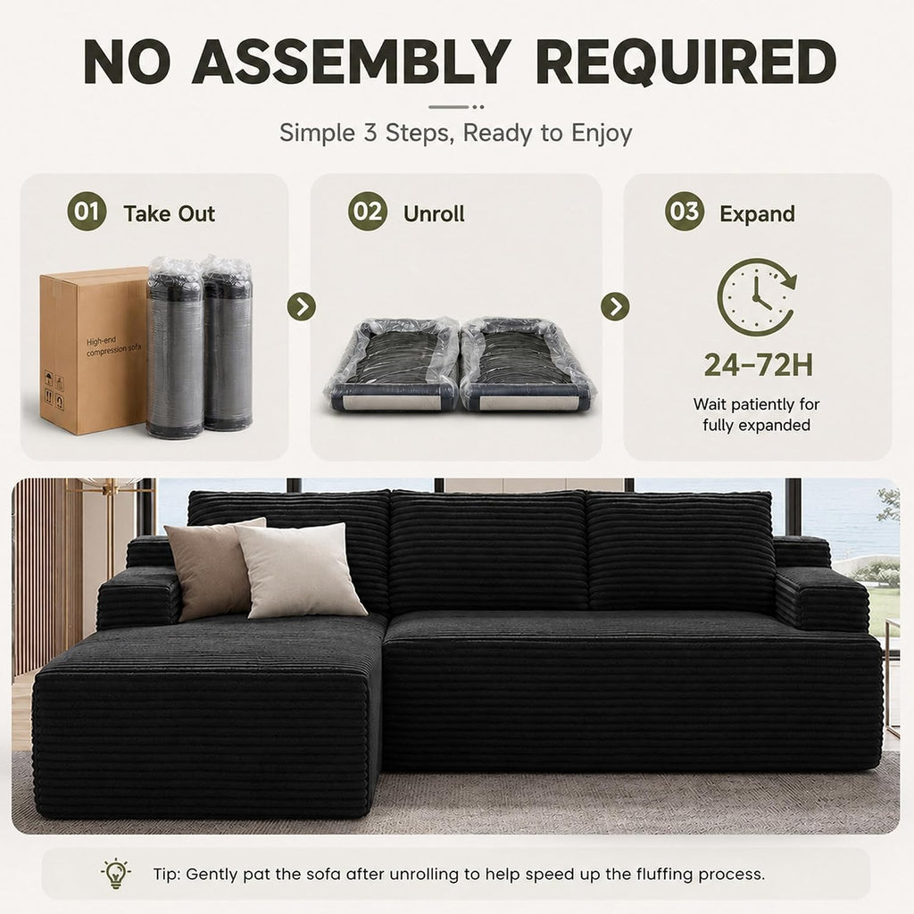Boneless Couches for Living Room Sectional Cloud Couch Deep Seat Chaise