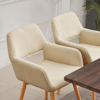 Mid Century Modern Dining Chairs Set of 2 & 4 & 6 Comfy Accent Chair Upholstered Kitchen Dining Living Room Chairs for Bedrooms Waiting Room Home Arm Desk Chair No Wheels (Wool Light Khaki, 2)