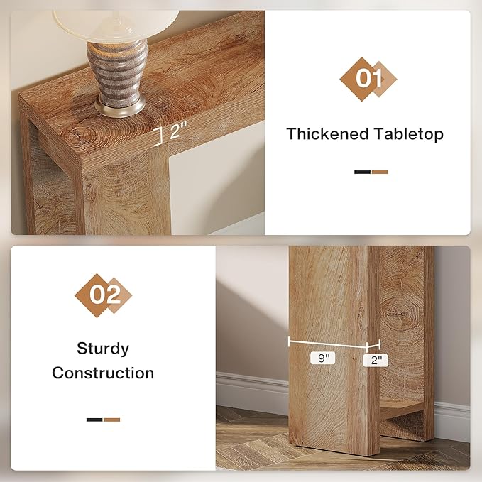 Tribesigns 70.9-Inch Extra Long Console Table, Farmhouse Wood Sofa Table Behi...