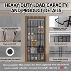 Kotkn Over the Door Shoe Organizer with 30 Breathable Mesh Pockets - Large Capacity Closet Storage for Men & Women, Hanging Shoe Rack Organizer (Gray)