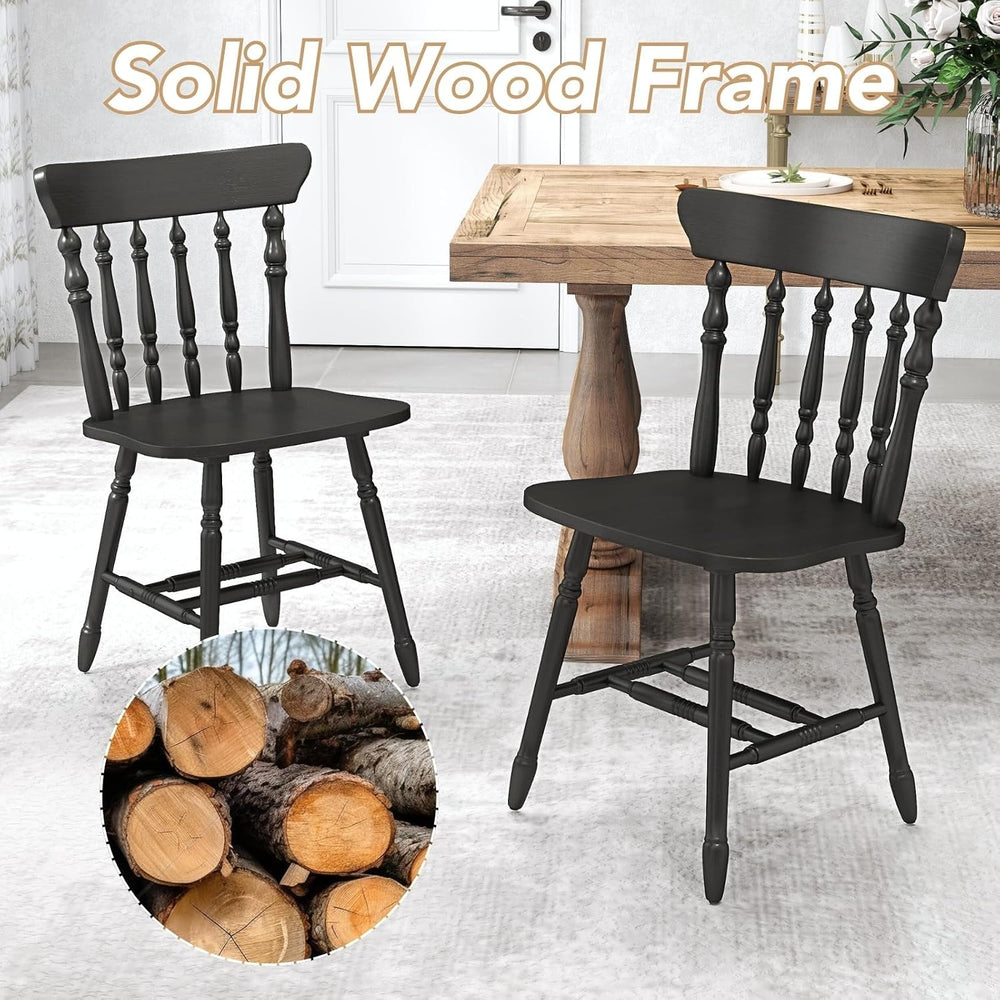 chairus Vintage Black Dining Chairs Set of 6, Farmhouse Windsor Wooden Dining...