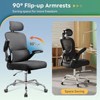 DEVAISE Office Chair, Breathable Black Mesh Elegance with Ergonomic Comfort for Professionals & Gamers