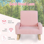 Kids Rocking Chair, Toddler Couch with Solid Wood Base & Non-Slip Pads, Durable Linen Fabric Toddlers Sofa, Children Rocker Armchair in Playroom, Nursery, Bedroom