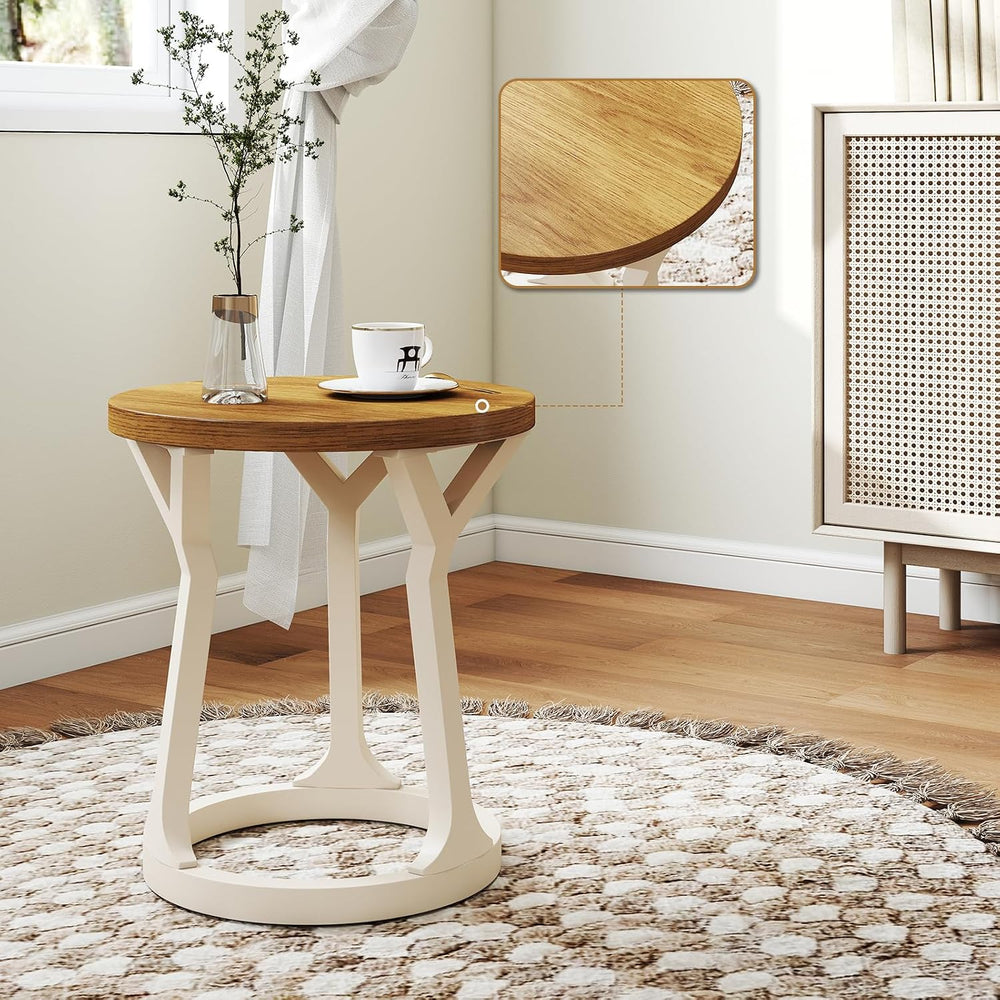 Kinfant Accent Side Table - Vintage Wood End Table Sofa Table with Bottom She...