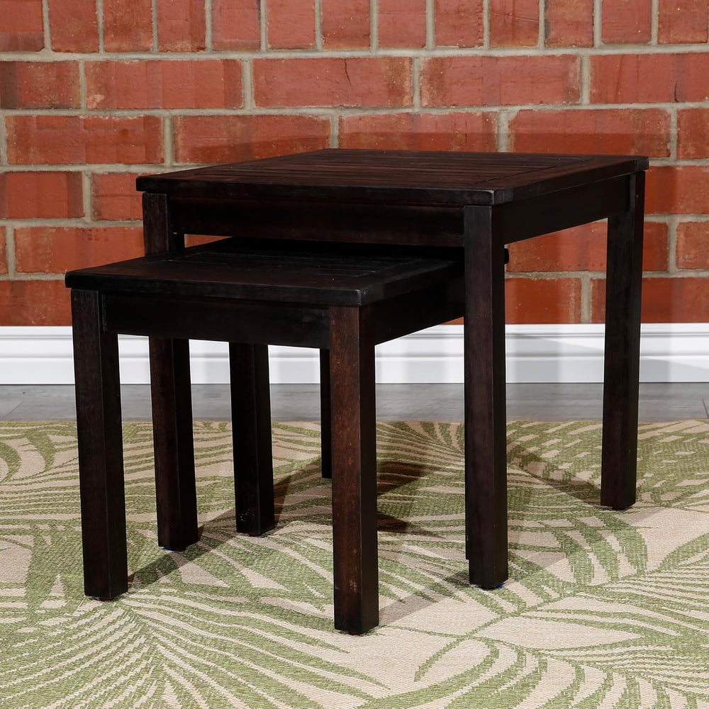 2-Piece Eucalyptus Nesting Table Set with Espresso | Nesting tables for stora...
