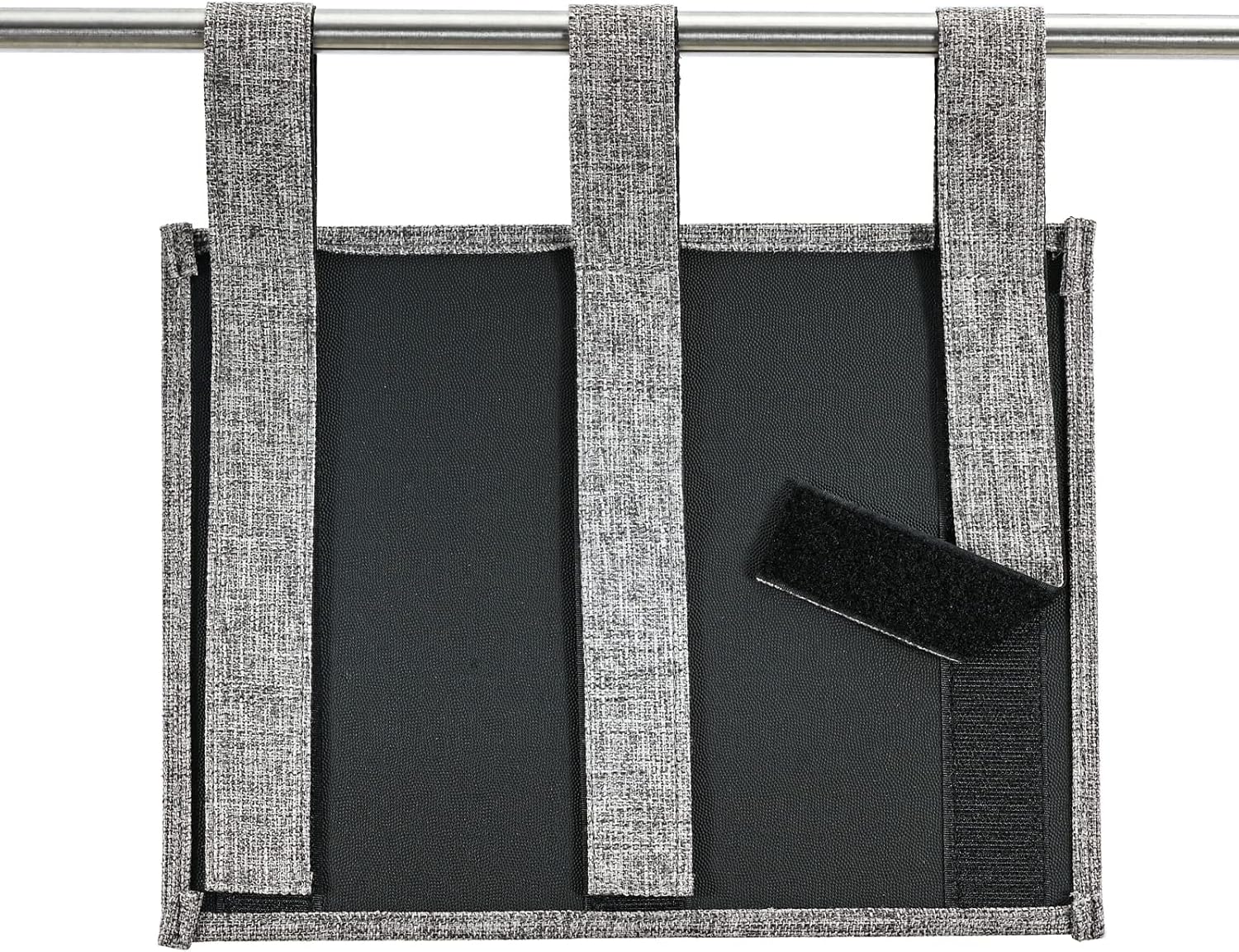 Linen Bedside Caddy, Bedside Storage Organizer for Hospital Beds, College Dorm Rooms or Baby Bed (4 Pockets-Grey)