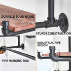 30in Industrial Pipe Clothing Rack,2-Tier Wall Mounted Clothes Rack, Pipe Clothing Rack with Shelf, Wall Hangers for Clothes, for Bedroom, Laundry, Living Room, Retail Store