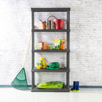 Sterilite 3-Pack 5 Shelf Unit, Heavy-Duty Shelving Storage Rack for Home and Garage, Gray - Multipurpose Plastic Organizer Shelves for Smart Organization