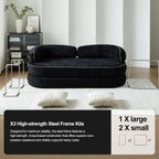 78" Sleeper Sofa Couch Bed Queen Size, 4-in-1 Pull Out Futon Couch, Black | No Assemble Foldable Corduroy Futon, Pull Out Couch 2 Pillows, Boneless Compressed Sofa for Living Room Small Spaces