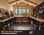 SPECRAFT 84“ Adjustable Heavy Duty Workbench with 4 AC Outlet and 2 USB Ports Power Outlets, 6000 Lbs Capacity, Rubber Wood Top for Garage, Workshop, Office