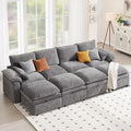 130" U Shaped Modular Sectional Sofa, Couch with Ottoman Storage, Chenille Cloud Couch with Plush Deep Seating for Living Room, Bedroom (Light Grey, 8 Seat)