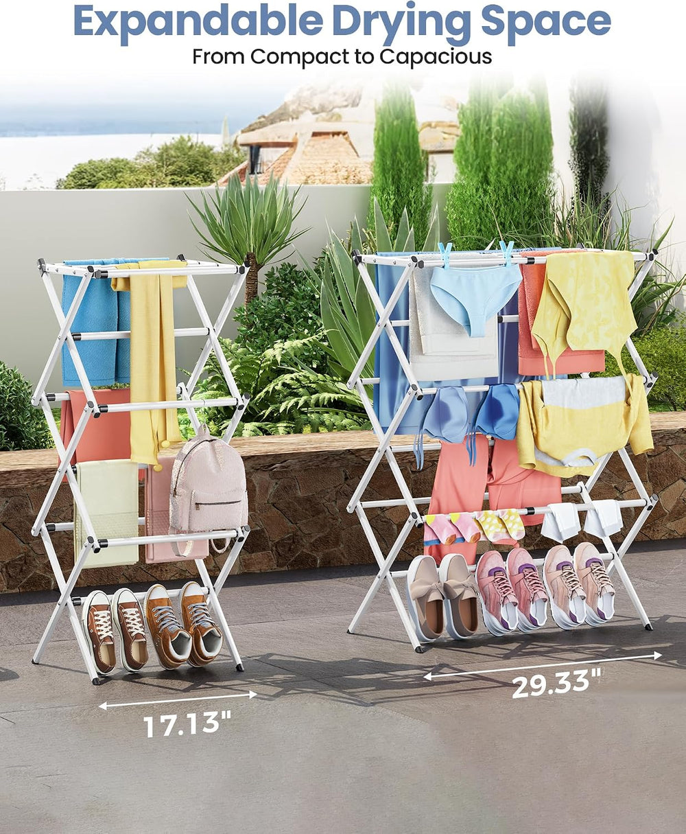 APEXCHASER Oversize Clothes Drying Rack, 3-Tier Drying Rack Clothing, Expanda...