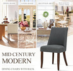 COLAMY Upholstered Dining Chairs Set of 2, Mid Century Modern Kitchen Chairs with Back, Farmhouse Fabric Side Dining Room Chairs with Wood Legs for Dining Room Restaurant, Dark Grey