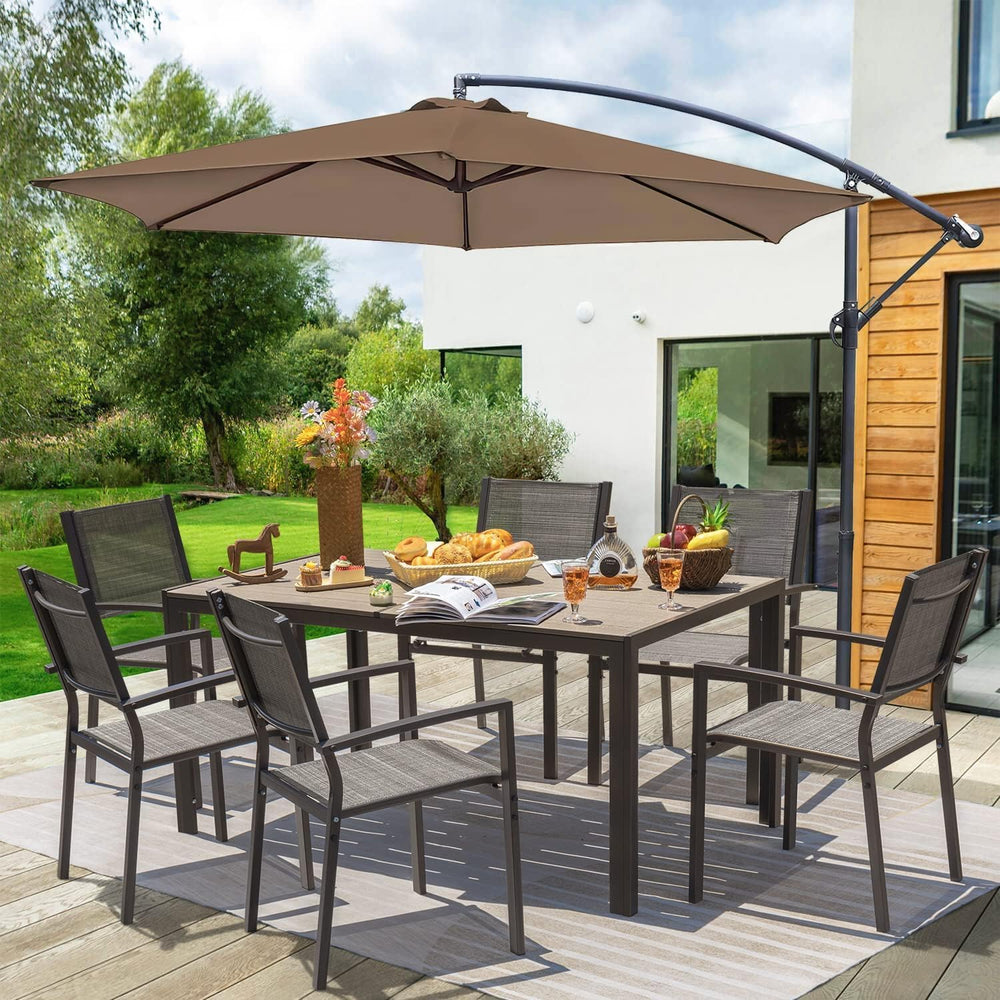 Homall Patio Dining Set 7 Pieces Outdoor Furniture with Large Table and 6 Tex...