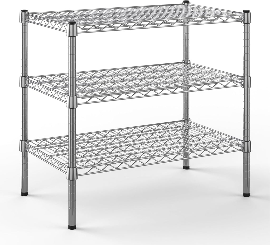 18" Deep x 30" Wide x 27" Height Wire Shelving Kit | 3-Tier | NSF Commercial Storage Rack Unit