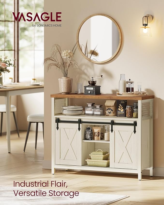 VASAGLE Buffet Cabinet, Coffee Bar Storage Cabinet, Sideboard with 2 Sliding ...