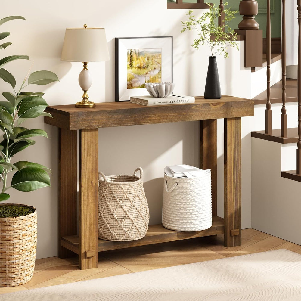 HOKYHOKY Solid Wood Console Table for Entryway, 42.5" Farmhouse Entryway...