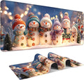 Six Snowmen Gaming Mouse Pad 31.5"x11.8"Desk Mat Anti-Slip Rubber Base & Durable Stitched Edges for Gamers Smooth Mouse Writing Surface for Desk Office/Home