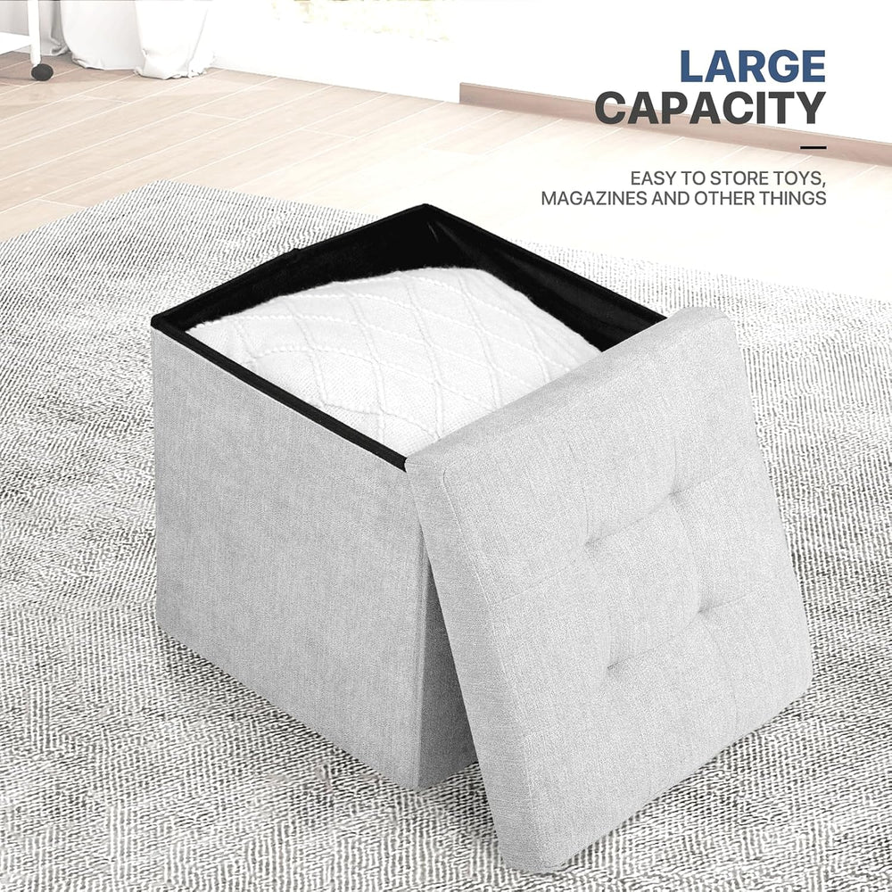 MoNiBloom 15 Inches Storage Ottoman Cube, Folding Square Foot Rest Stool, Sma...