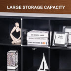 12 Cube Storage Organizer Bookshelf, Industrial Horizontal Bookcase, Accent Cubby Shelf, Media Console Table for Living Room, Home Office, 11.8" D x 47.6" W x 38.2" H, Black