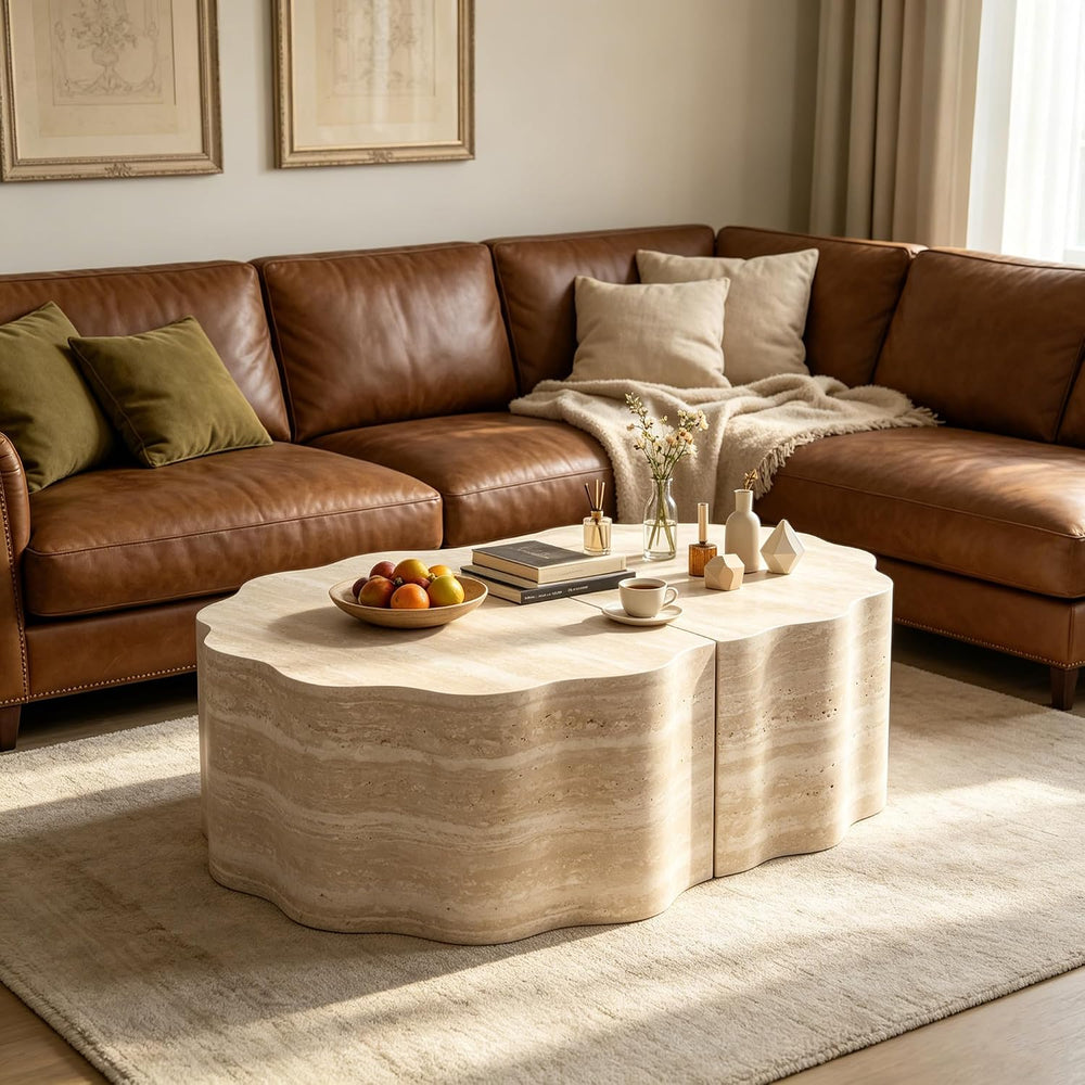 40" Nesting Set Living Room Coffee Tables, Accent Tea Table with Wooden ...