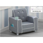 Delta Children Chelsea Kids Upholstered Chair with Cup Holder, Soft Grey