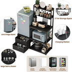 Mini Fridge Stand with Storage, Refrigerator Cabinet with Power Outlet - Multifunctional Microwave Stand, Coffee Bar Station for Dorm, Office and Kitchen, Black