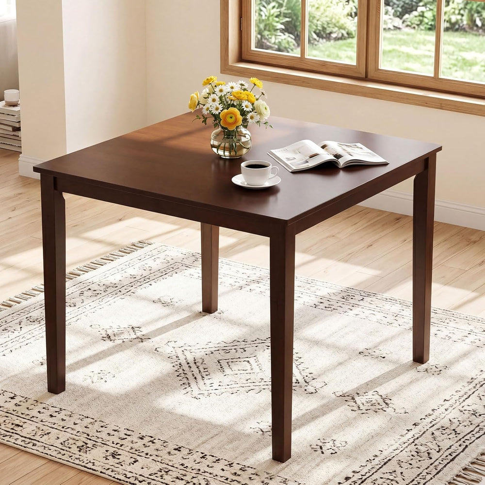 Giantex Dining Table for 4, 35.5" Square Kitchen Table with Solid Rubber...