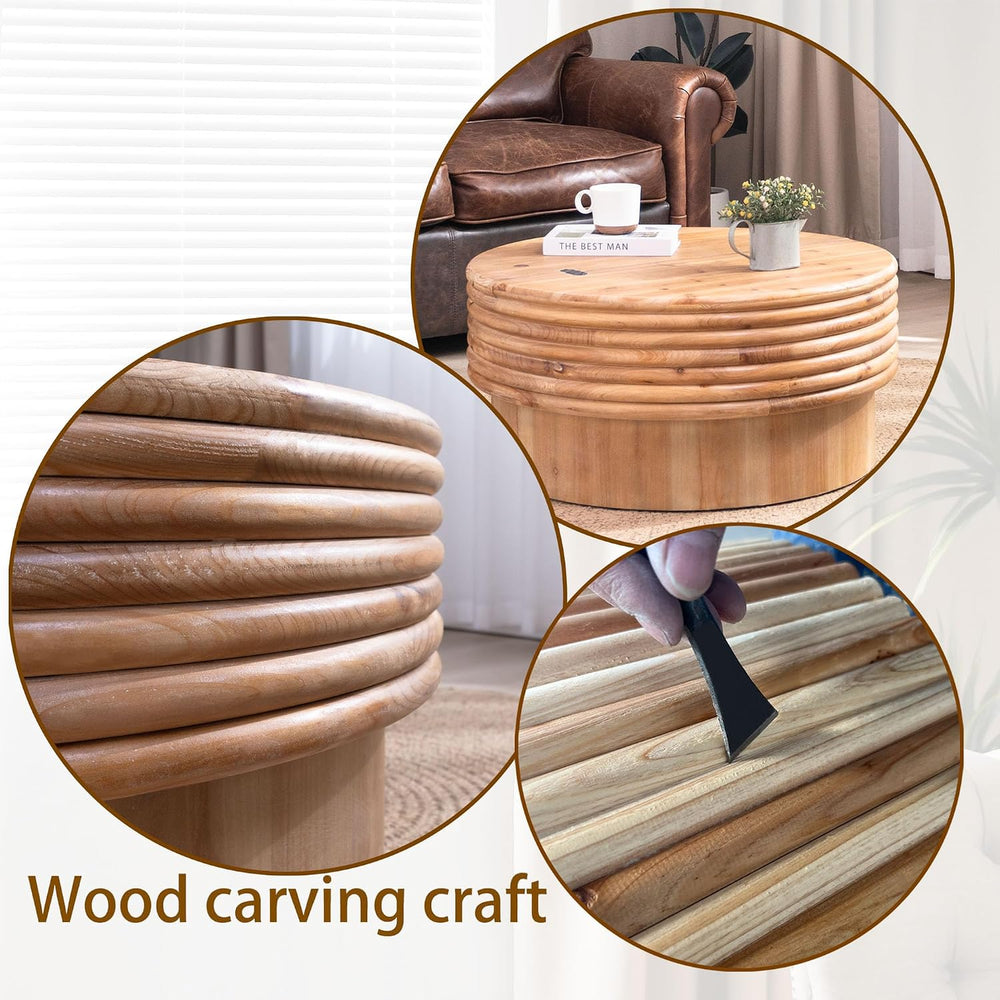 WILLIAMSPACE 30.3" Round Coffee Table with Hidden Storage for Living Roo...