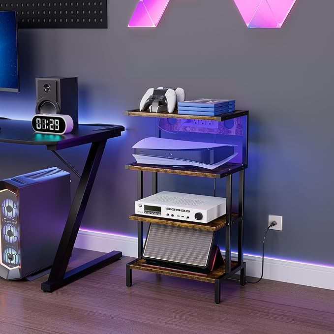 Aquzee Video Game Console Shelf, Stereo Racks - Media Stand with Outlet &...