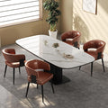 Modern Dining Chairs Set of 4, Upholstered Faux Leather Kitchen Side Chairs with Curved Open Back, Elegant Decorative Stitching, Easy Assembly for Dining Room, Restaurant, Cafe,Vintage Brown