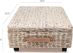 happimess BSK1006C 26.38" Chett Minimalist Hand-Woven Hyacinth/Wood Underbed Storage Bin with Wheels and Handles for Storage and Decoration in Bathroom, Bedroom, Closet,Entryway,Guest Room, White Wash