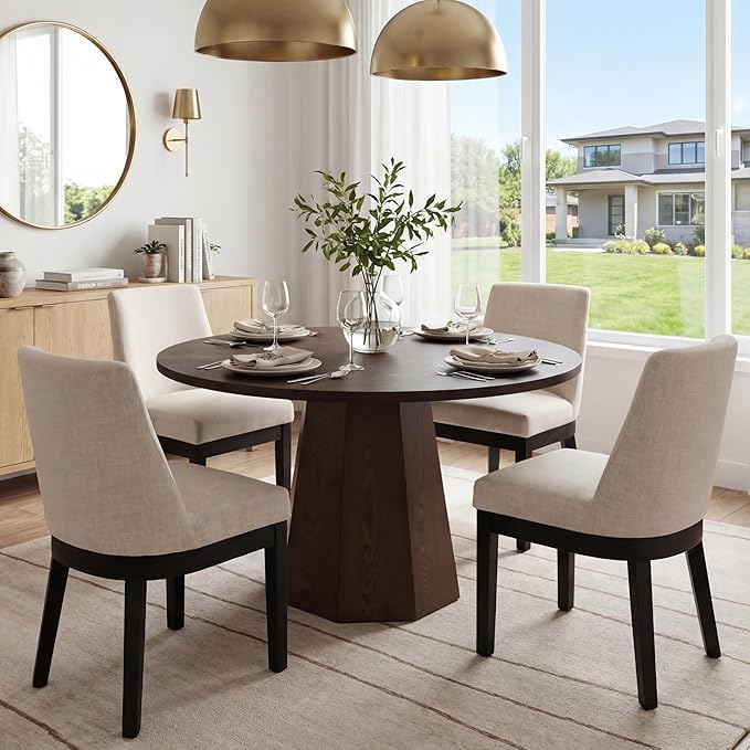 Modern Dining Chairs Set of 4 Comfortable Dining Room Chairs with Back, Linen...