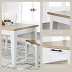 Signature Design by Ashley Ashbryn Casual Dining Table with 4 Felt-Lined Drawers for 8 People, White & Light Brown