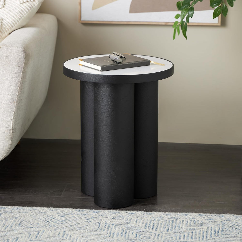 Deco 79 Metal Side End Accent Table End Table with White Marble Tabletop, Sid...