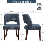 Dining Chair Set of 1,Modern Dining Room Chairs with Thick Cushions,Upholstered Linen Fabric Kitchen Chairs for Kitchen Dining Room DARKBLUE