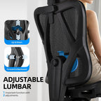 Ergonomic Office Chair, Breathable Mesh Back and Seat, High Back Desk Chair with Adjustable Lumbar Support, 5D Armrests, 135° Reclining Backrest, 2D Headrest, Home Office Computer Chair