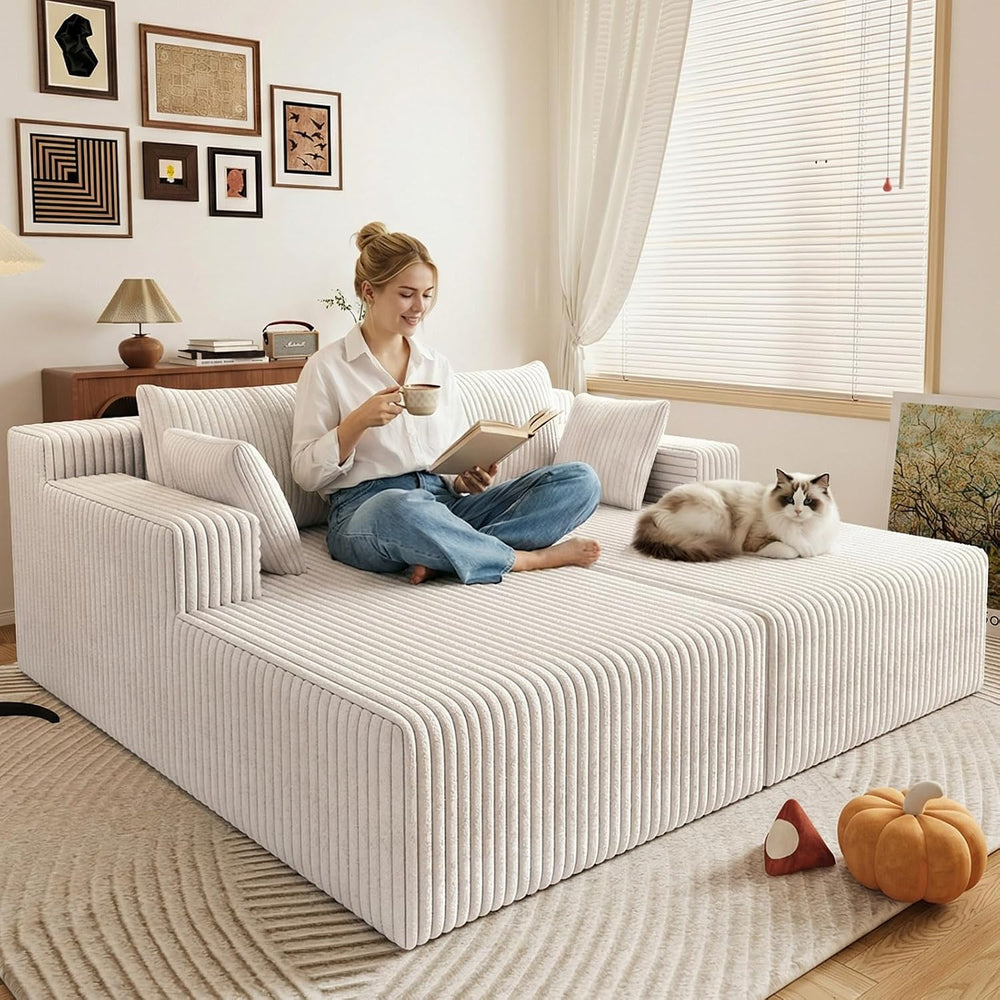 71"Oversized Chaise Lounge Chair,Sectional Double Lounge Chaise with Pil...