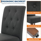 Upholstered Dining Chairs Set of 6, Modern Fabric Kitchen Side Chairs with Sturdy Wood Legs, Parsons Design, Comfortable Soft Linen for Dining Room, Restaurant, Cafe, Black