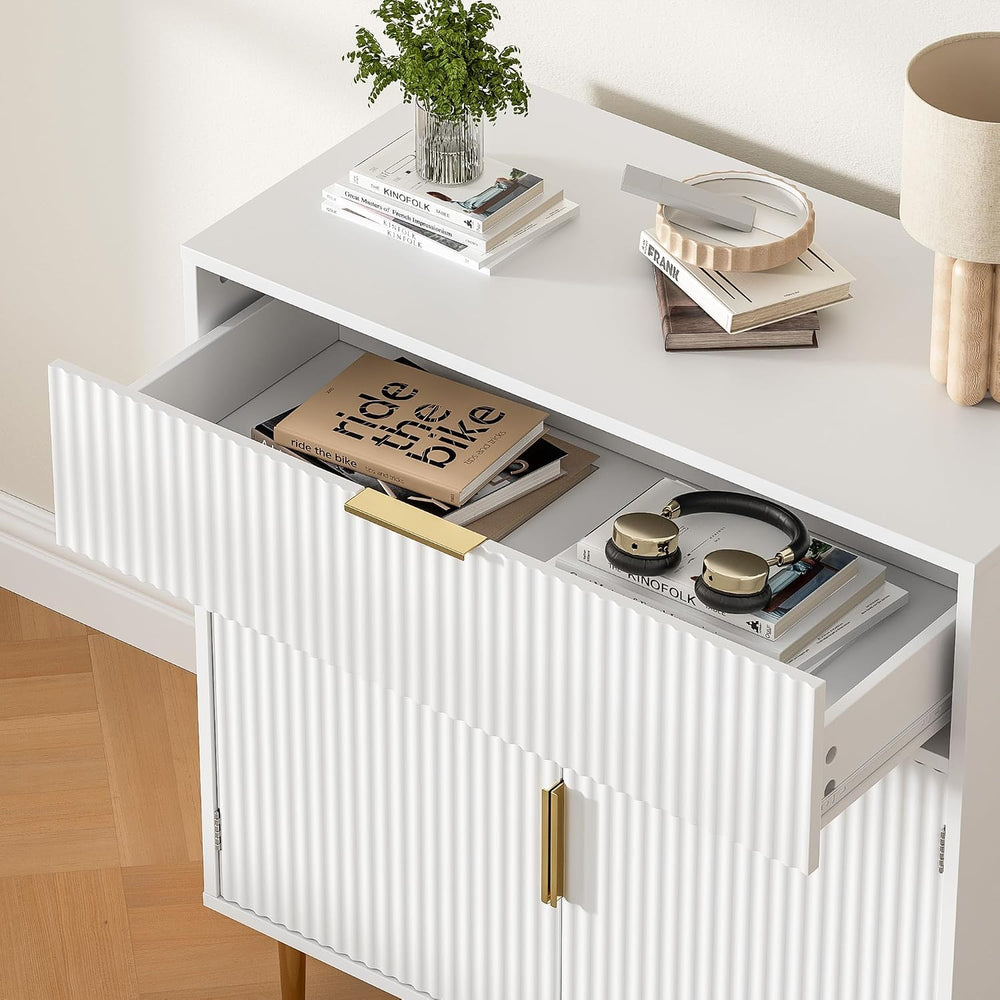 Housoul Sideboard Buffet Cabinet with 2 Doors and Large Drawer, White
